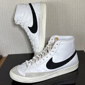 Nike Blazer Mid 77 Basketball Sneakers Mens 12 White Black Swoosh BQ6806 100